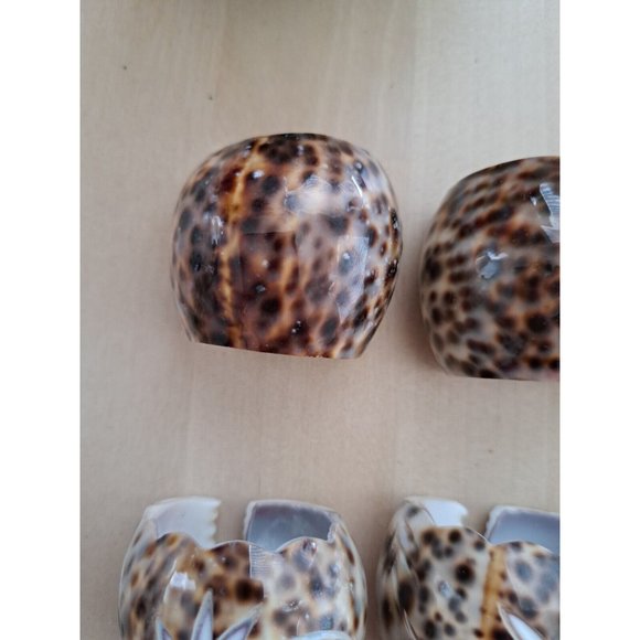 Sets of 4 Real Natural & 4 Star Seashell Tiger Leopard Cowrie Shell Napkin Rings - Picture 7 of 9